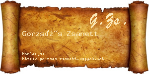 Gorzsás Zsanett névjegykártya